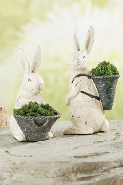 Resin Rabbits with Baskets